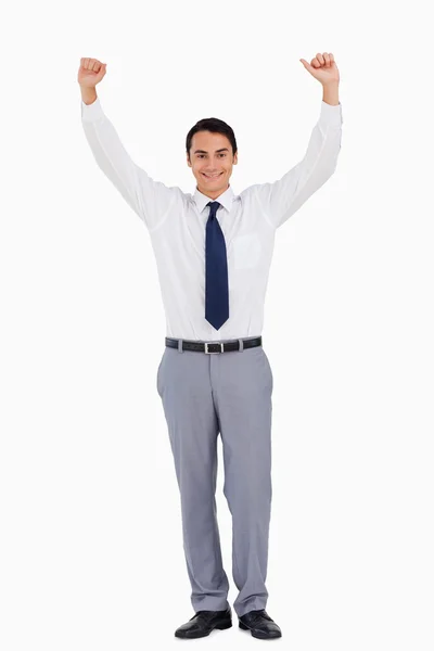 Businessman raising his arms — Stock Photo, Image