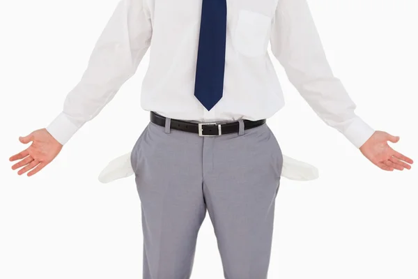 Man met zijn lege zakken en handen — Stockfoto
