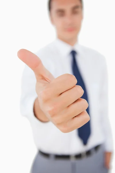 Close-up of a man the thumb-up — Stock Photo, Image