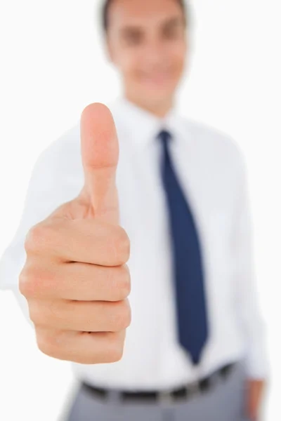 Close-up of a smiling man the thumb-up — Stock Photo, Image