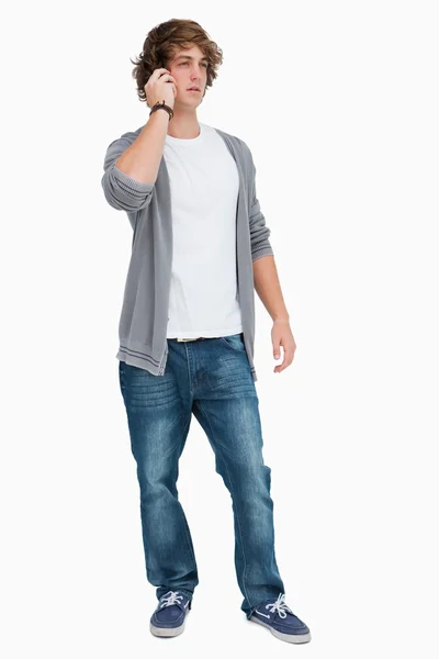 Male student on the phone — Stock Photo, Image