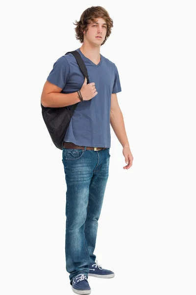 Estudante masculino com mochila — Fotografia de Stock