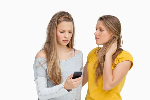 Upset young woman consoled by her friend — Stock Photo, Image