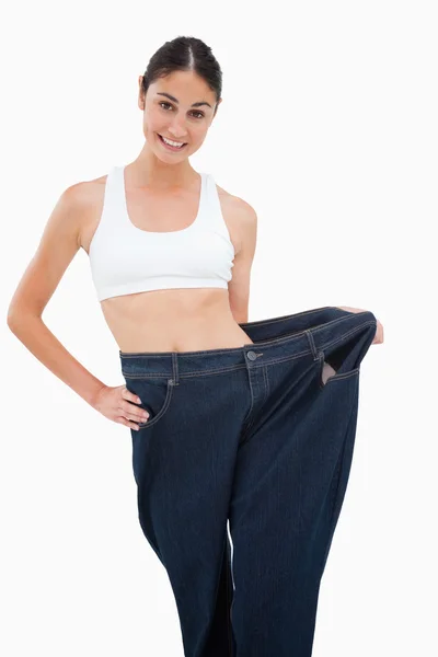 Young woman has lost a lot of weight — Stock Photo, Image
