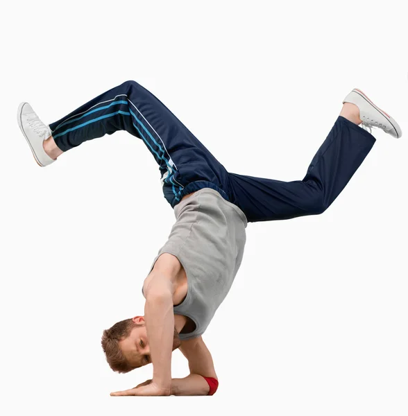 Break dancer doing a hand stand — Stock Photo, Image