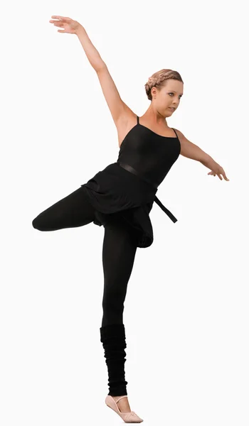 Tek ayak üstünde duran kadın dansçı — Stok fotoğraf