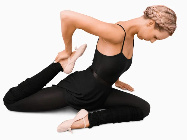 Zijaanzicht van stretching vrouw — Stockfoto