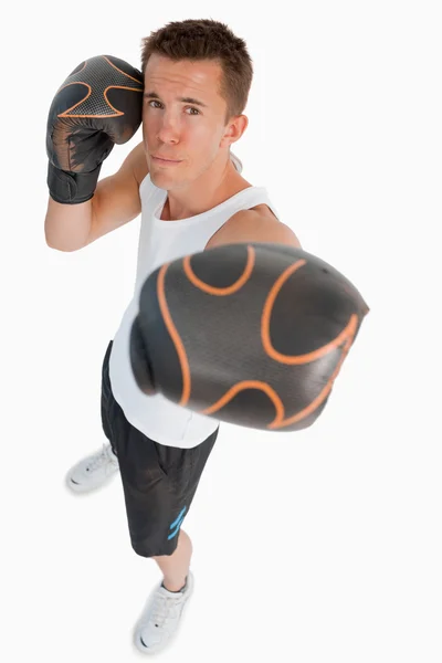 High angle view of punching boxer — Stock Photo, Image