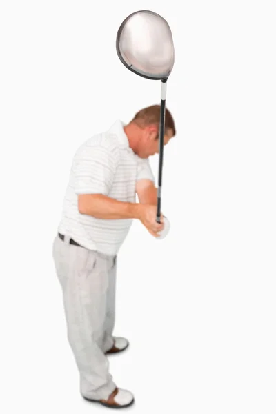 Высокоугольный бросок гольфиста — стоковое фото