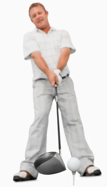 Golfer about to swing — Stock Photo, Image