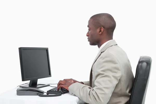 Businessman using a monitor — Stock Photo, Image