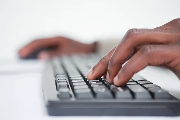 stock image Close up of a masculine hand using a keyboard