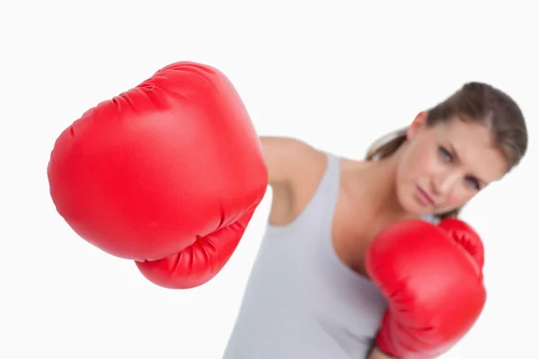 Healthy woman boxing — Stock Photo, Image