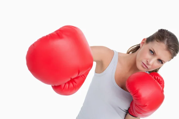 Serious woman boxing — Stock Photo, Image
