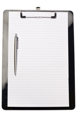 Pen on the left of note pad clipart