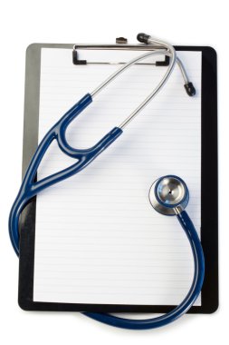 Note pad and stethoscope clipart