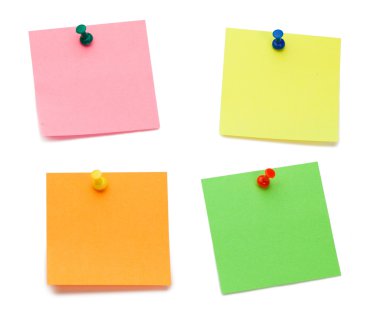 Color post-its with drawing pins clipart