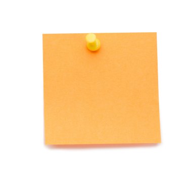 Orange post-it with drawing pin clipart