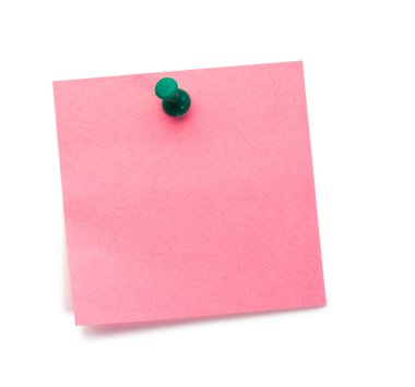 Pink post-it with drawing pin clipart