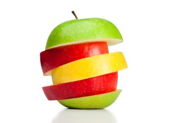 Combination of green, yellow and red apples clipart