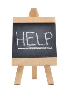 Chalkboard with the word help written on it clipart