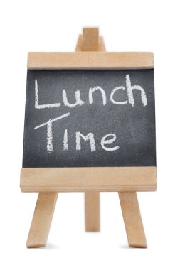 Chalkboard with the words lunch time written on it clipart