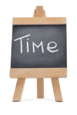 Chalkboard with the word time written on it clipart