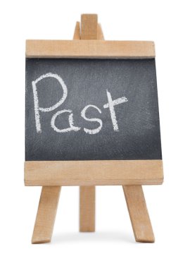 Chalkboard with the word past written on it clipart