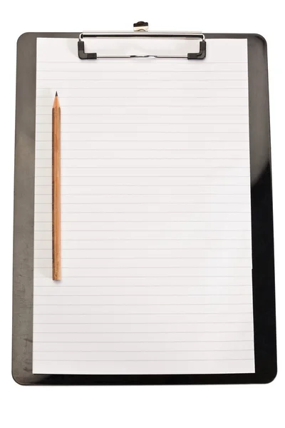 Penna till vänster om anteckningsblock — Stockfoto