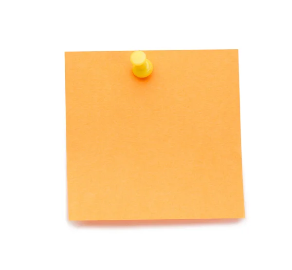 Orange post-it with drawing pin — Stock Photo, Image