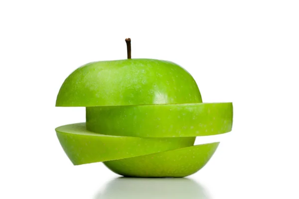 Cut and thrown of center apple — Stock Photo, Image