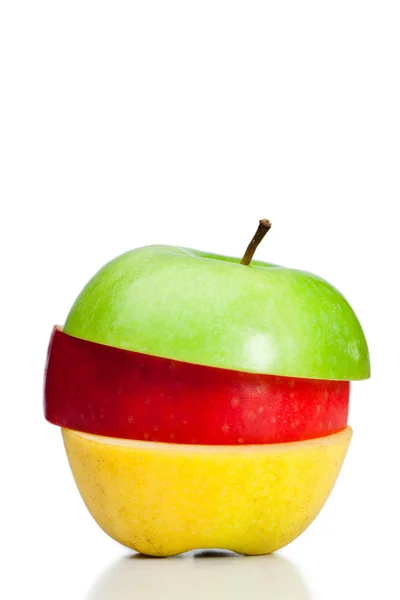 Połączenie zielone, żółte i czerwone jabłka — Zdjęcie stockowe