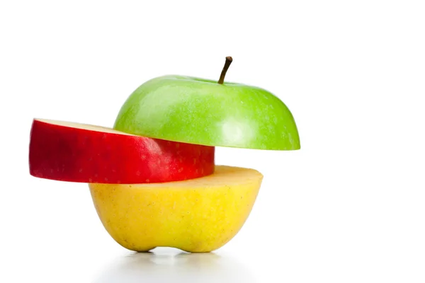 Сочетание зеленого, желтого и красного яблок — стоковое фото