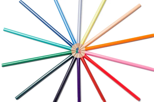 Color pencils in star — Stock Photo, Image