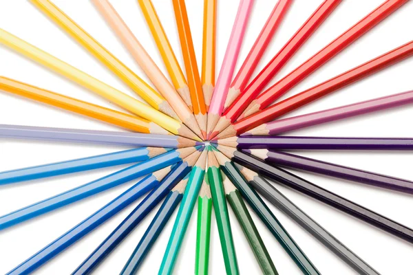 Вид зверху на зірку кольорових олівців — стокове фото