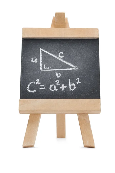 Chalkboard with a mathematical formula and a geomerical figure w — Stock Photo, Image