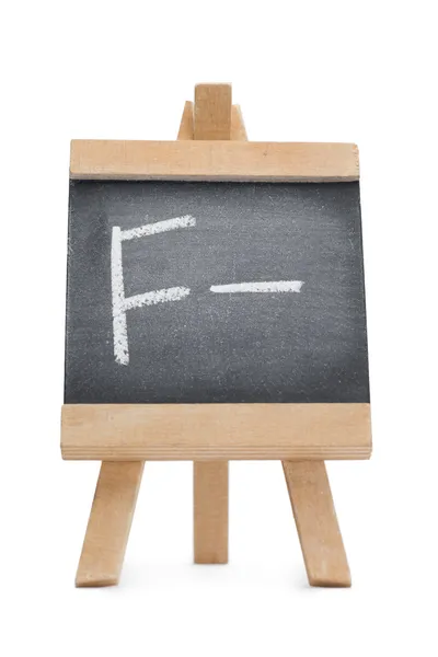 Chalkboard com a letra f e o símbolo - escrito nele — Fotografia de Stock