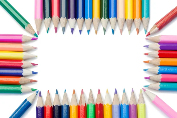Color pencils forming a rectangle — Stock Photo, Image