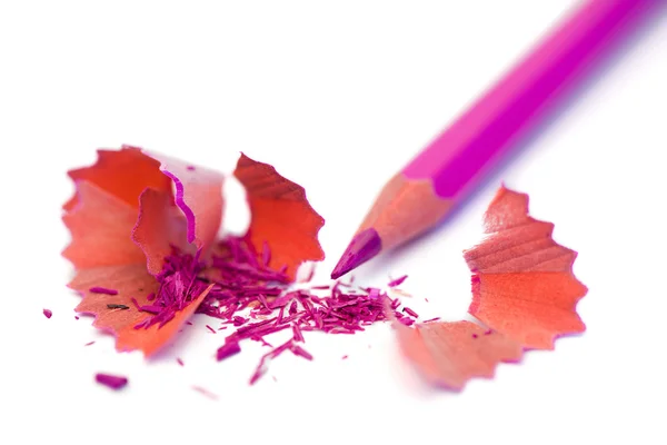 stock image Purple pencil and its peelings