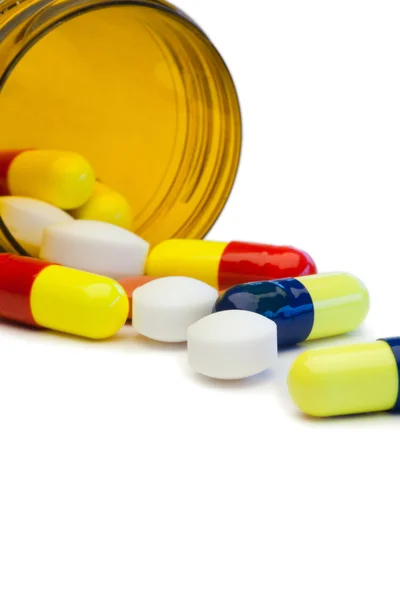 Šíření barevných pilulek — Stock fotografie