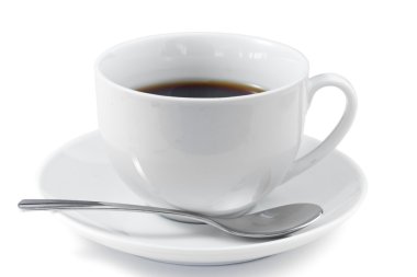 Cup of coffee with spoon and saucer clipart