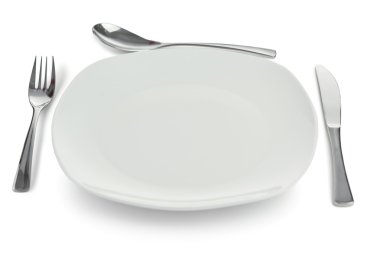 Cultery around a plate clipart