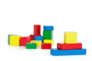 Color children's wooden blocks clipart