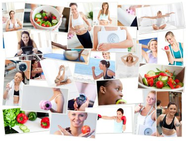 Collage of photos illustrating healthy lifestyles clipart