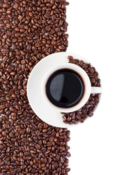 Kopje koffie en bonen — Stockfoto