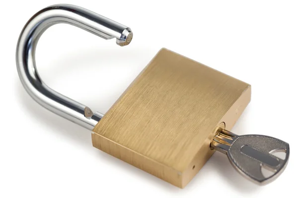 Open golden padlock — Stock Photo, Image