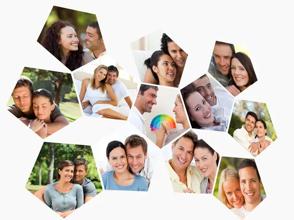 Collage of couples spending time together — Stock Photo, Image