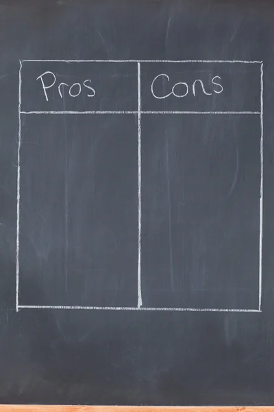 Table opposing pros and cons — Stock Photo, Image