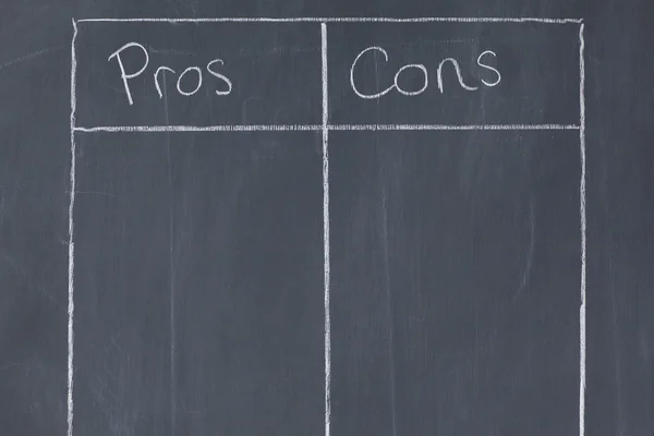 Table confronting pros and cons — Stock Photo, Image