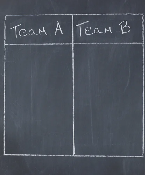 Таблиця протилежної команди A і команди B — стокове фото